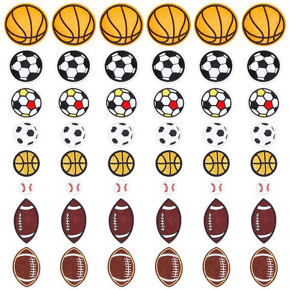 48 шт 8 стиль компьютеризированной вышивки ткань утюг на / пришить заплатки, аксессуары для костюма, аппликация, мяч тема