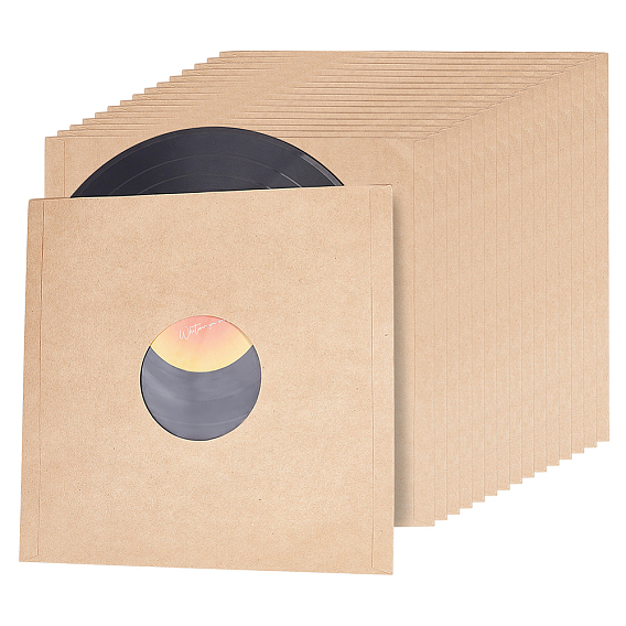 Пакеты для упаковки виниловых пластинок из крафт-бумаги, с внутренней подкладкой из полиэстера, квадратный