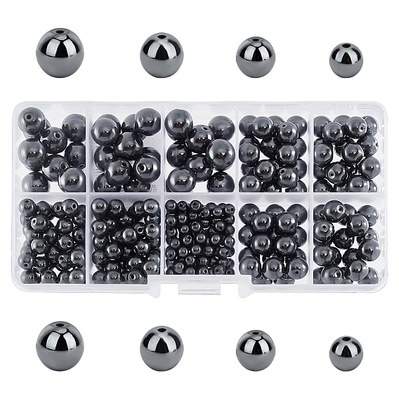 316Stück nicht magnetische Stränge synthetischer Hämatitperlen, Klasse A, Runde