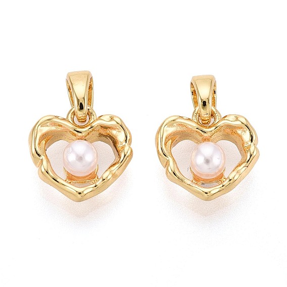Подвески из латуни и искусственного жемчуга, сердце прелести