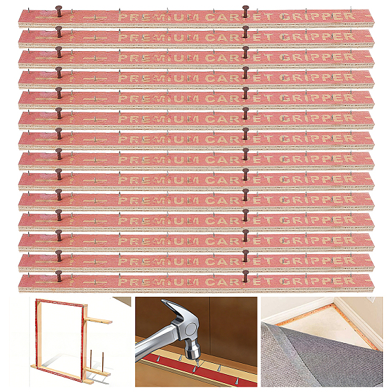 14Pcs Wood Tufting Frame Tack Strip, Carpet Tack Strips with Iron Nails
