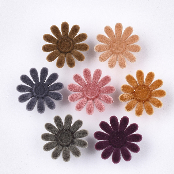 Flocky Acrylic Buttons, Shank Button, 1-Hole, Flower