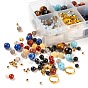 DIY Solar System Theme Planet Jewelry Kits, 360Pcs Natural & Synthetic Gemstone Round Beads, 94Pcs Geometry & Star Brass Beads