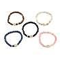 Natürliche und synthetische Armbänder Edelstein Stretch, mit Messingperlen & koreanischem elastischem Kristallfaden, Hand