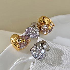Earrings for women, fashionable love zircon earrings, sweet cool hot girl high-end personalized earrings