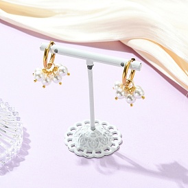 Круглые серьги-кольца с жемчужными бусинами в форме ракушек, висячие серьги с 202 кольцом из нержавеющей стали и 316 булавкой из хирургической нержавеющей стали