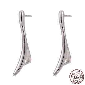 925 Sterling Silver Stud Earring Findings, with Bar Links and Ice Pick Pinch Bail, with 925 Stamp
