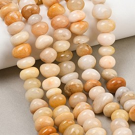 Natural Yellow Jade Beads Strands, Nuggets, Tumbled Stone