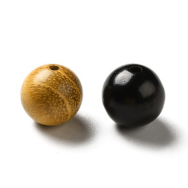 Perles en bois d'ébène naturel non teint, ronde