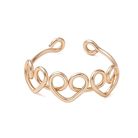 Heart Copper Wire Wrapped Open Cuff Ring for Women