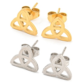 304 Stainless Steel Stud Earrings, Trinity Knot