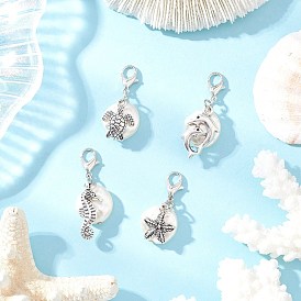 Подвеска из сплава морских животных и пластика АБС с имитацией жемчуга, с карабин-лобстерами 