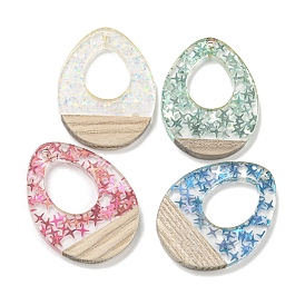 Деревянные подвески, смола и золотая фольга, слеза