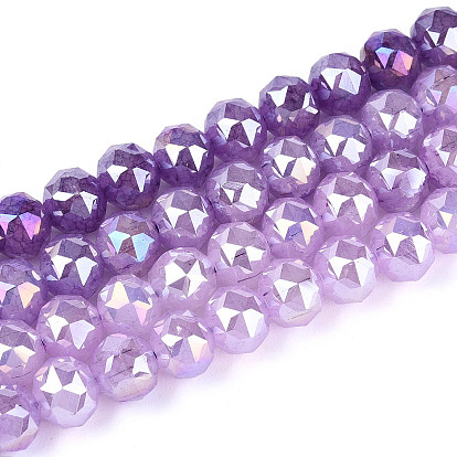 Антикоррозийные гальванические стеклянные бусины, круглые, имитация нефрита, градиент цвета, граненые