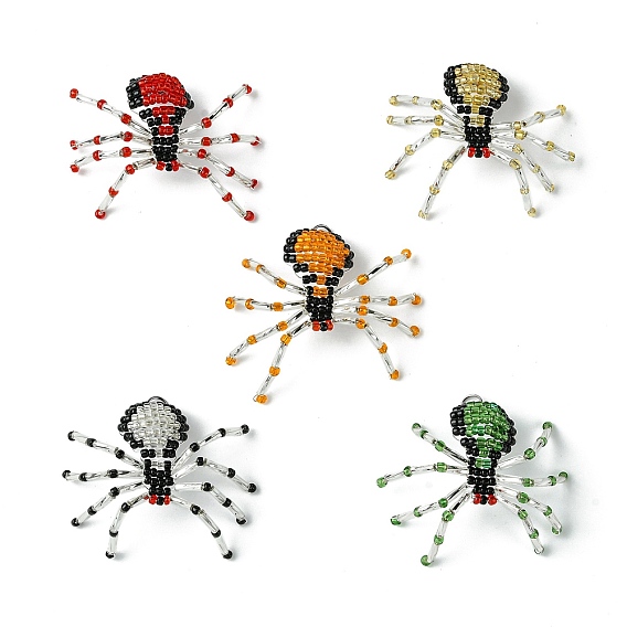 MIYUKI Round Rocailles Seed Beads Beaded Charms, Spider Pendants