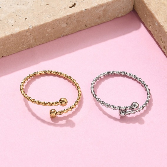 304 открытые кольца-манжеты из нержавеющей стали для женщин, твист, ионное покрытие (ip)