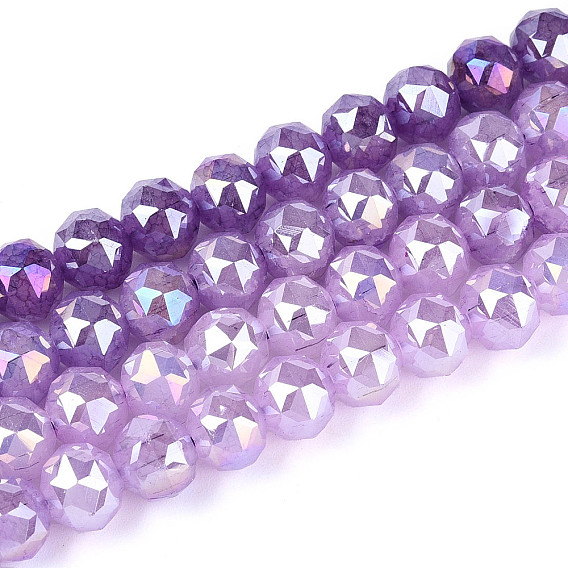 Антикоррозийные гальванические стеклянные бусины, круглые, имитация нефрита, градиент цвета, граненые