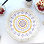 Bohemia Polyester Coaster Mats, Tassel Hot Pads, for Cooking Baking, Flat Round with Flower Pattern