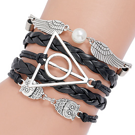 Punk Angel Wings Handmade PU Leather Bracelet Jewelry