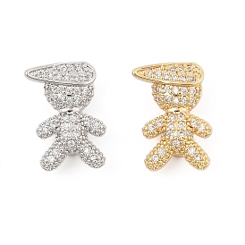 Brass Micro Pave Clear Cubic Zirconia Slide Charms, Long-Lasting Plated, Boy