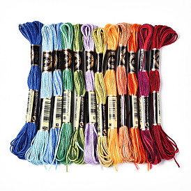 6-слойная полиэфирная нить для вышивания, нитки для вышивки крестом, сегмент окрашенный градиентный цвет/рождественская/осенняя цветовая серия