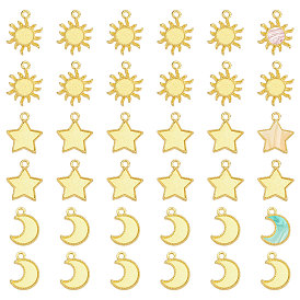 36 шт. 3 стили подвески из цинкового сплава с кабошонами для эмали, золотые