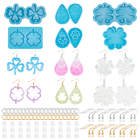 Fingerinspire DIY Jewelry Earing Making Set, Include 6Pcs Silicone Molds, 100Pcs Iron Open Jump Rings, 60Pcs Earring Hooks and 100Pcs Plastic Ear Nuts