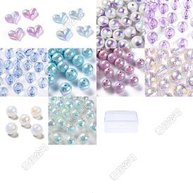 40Pcs 10 Styles Opaque Acrylic Beads, AB Color Plated, Round