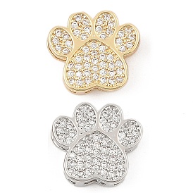 Brass Micro Pave Cubic Zirconia Slide Charms, Long-Lasting Plated