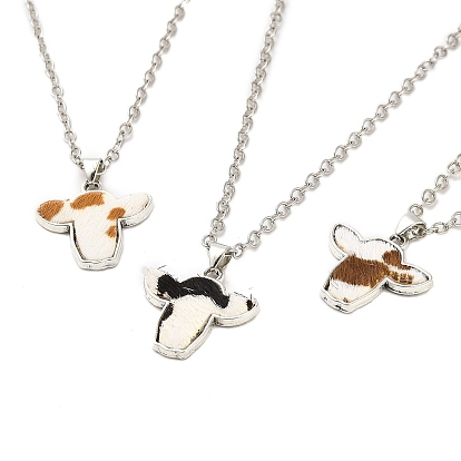 Zinc Alloy with Leather Pendant Necklces, Cattle