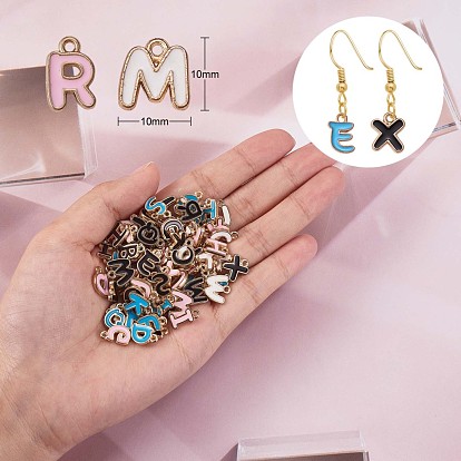 104Pcs Letter A~Z Alloy Enamel Pendant Charms, Light Gold, for DIY Necklace Bracelet Earring Bangles Jewelry Crafts Making