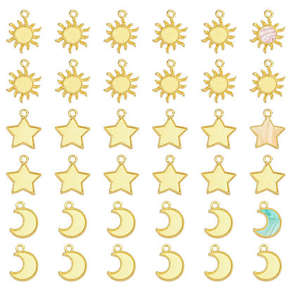 36 шт. 3 стили подвески из цинкового сплава с кабошонами для эмали, золотые