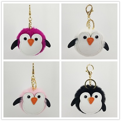 Cute Penguin Fur Ball Keychain Pendant Cartoon Penguin Keyring Bag Charm