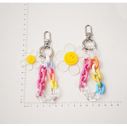 Cute Cartoon Keychain Acrylic Flower Pendant Backpack Decoration Accessory