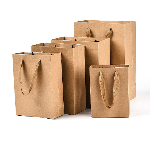 10 шт. 5 размеры подарочные пакеты из крафт-бумаги набор, с ручкой, прямоугольные