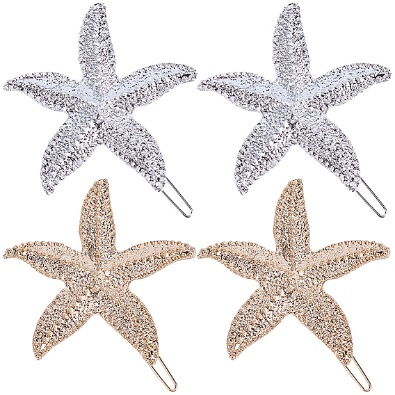 4 шт. 2 цвета цинковый сплав заколки для волос, морская звезда