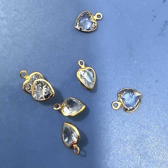 Латунные подвески с фианитами, сердце прелести