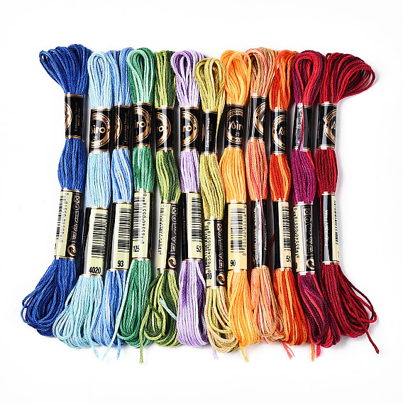 6-Ply Polyester Embroidery Floss, Cross Stitch Threads, Segment Dyed Gradient Color/Christmas/Autumn Color Series