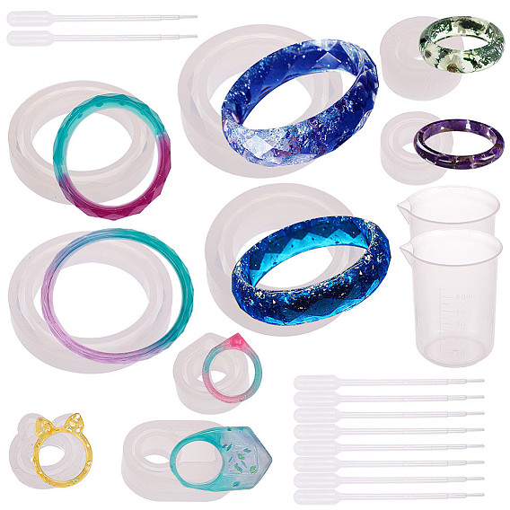 Sunnyclue diy изготовление комплектов ювелирных изделий, с силиконовыми формами, формы для литья смолы, для уф-смолы, изготовление ювелирных изделий из эпоксидной смолы, одноразовые пластиковые пипетки для переноса и мерный стаканчик