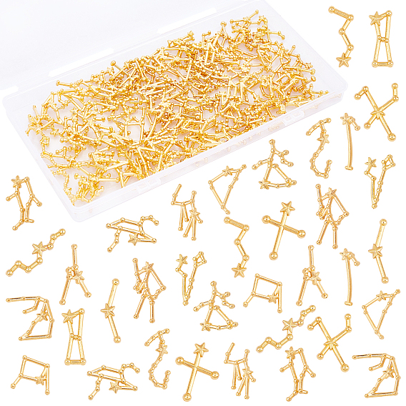 144Pcs Dipper Zinc Alloy Pendants, with Twelve Constellations Cabochons
