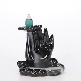 Brûleur d'encens à refoulement décoratif en céramique porte-encens à main de bouddha décoration cadeau