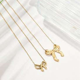 Ионное покрытие (ip) 304 подвеска-бантик из нержавеющей стали, ожерелья с цепочкой для женщин