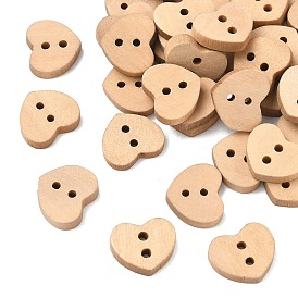 Прекрасный 2-луночное основные пришивания пуговиц в форме сердца, Деревянные пуговицы