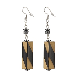 Acrylic Cuboid Dangle Earrings with Synthetic Hematite, 304 Stainless Steel Jewelry for Women