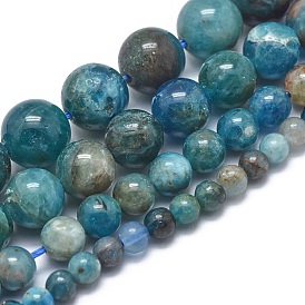 Natural Apatite Beads Strands, Grade AB, Round