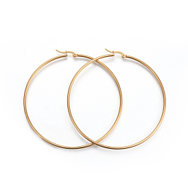 201 Stainless Steel Hoop Earrings, with 304 Stainless Steel Pin, Hypoallergenic Earrings, Ring Shape