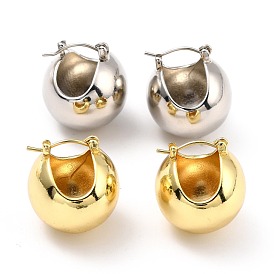Brass Hoop Earrings, Long-Lasting Plated, Round