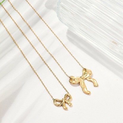 Ионное покрытие (ip) 304 подвеска-бантик из нержавеющей стали, ожерелья с цепочкой для женщин