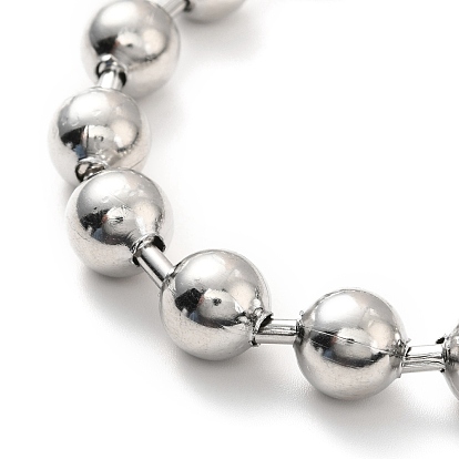 304 ensemble collier et bracelet chaîne boule en acier inoxydable, ensemble de bijoux avec fermoir à chaîne boule pour femme