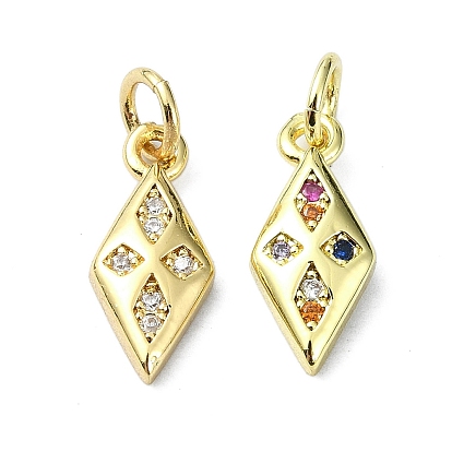 Латунные микро проложить кубического циркония подвески, без кадмия, без никеля и без свинца, с целью перехода в кольце, реальный 18 k позолоченный, ромбовидный шарм